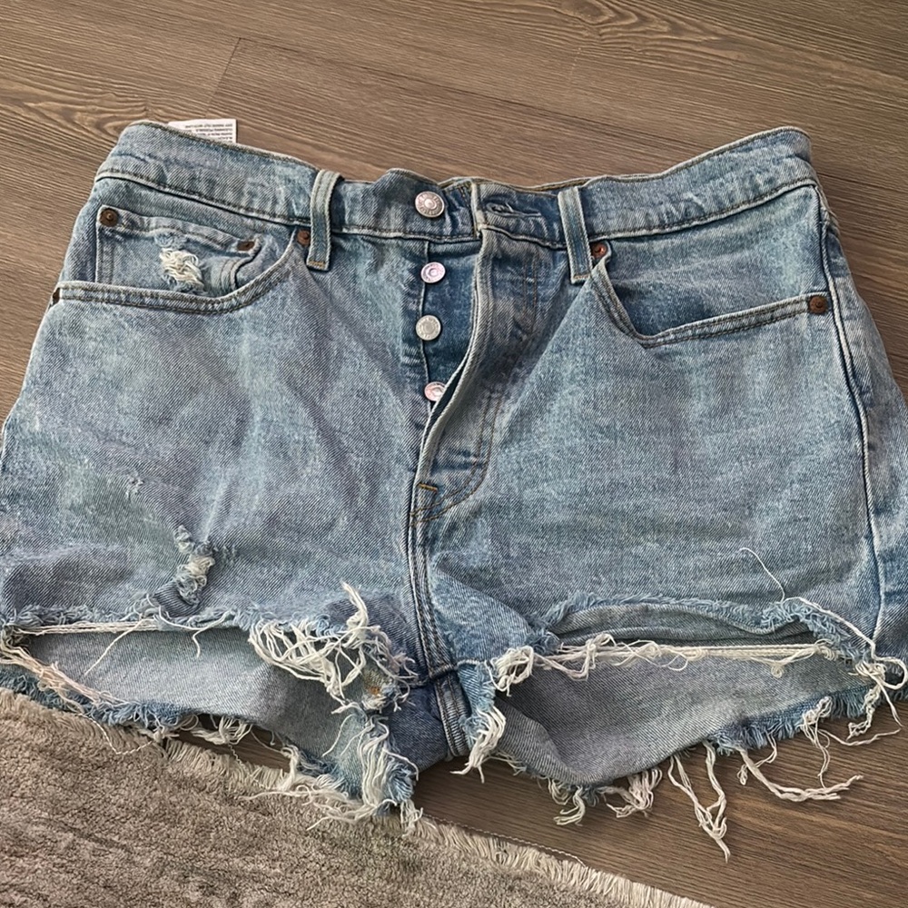 Levi's Light Blue Distressed Jean Shorts